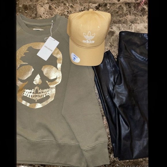 🎉HP🎉 Zadig & Voltaire Upper Skull Gold/Khaki 100% Cotton Sweatshirt Size XS✨ - Picture 8 of 14
